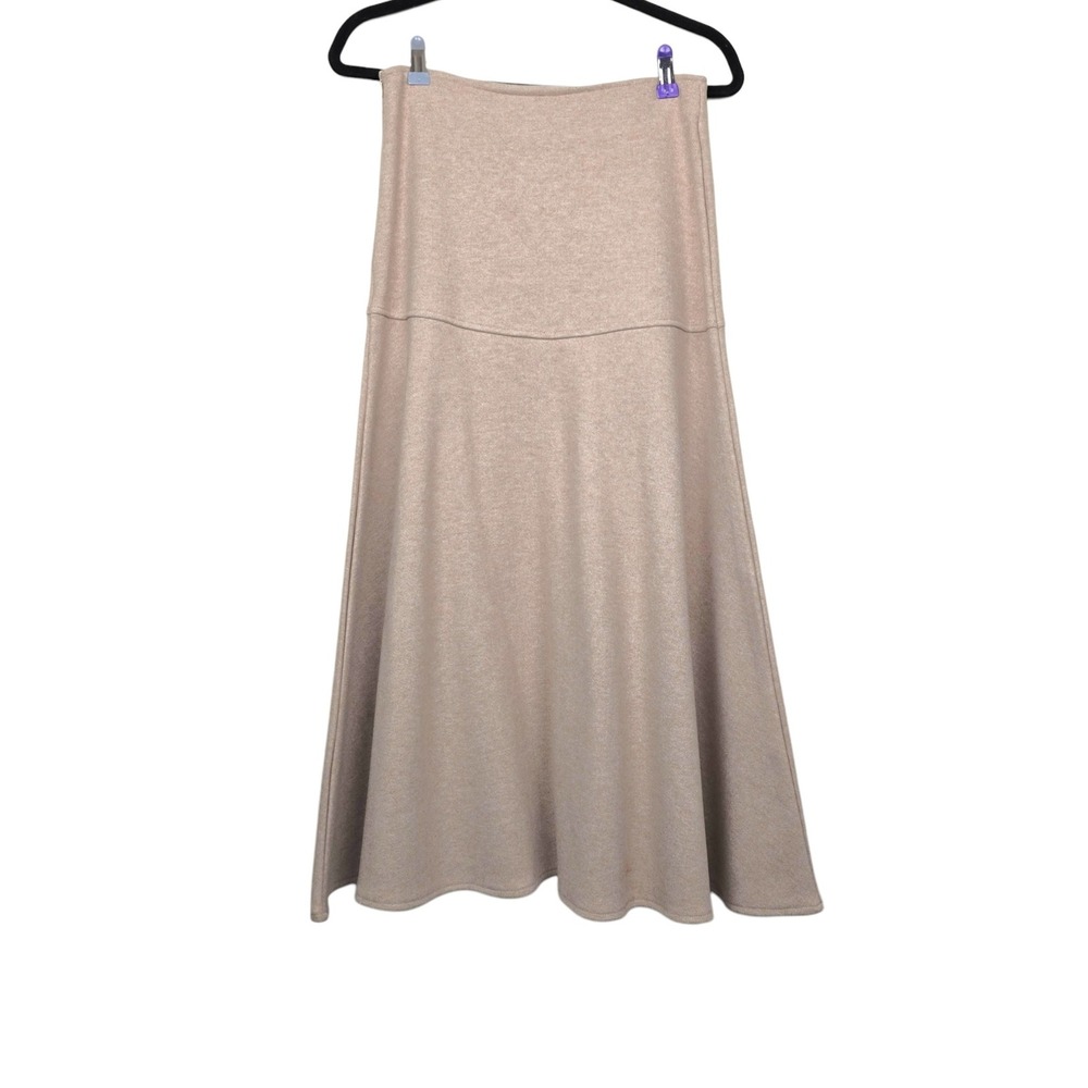 OGL Womens Heather Beige FuzzLuxe Flared Maxi Skirt Size S NWT